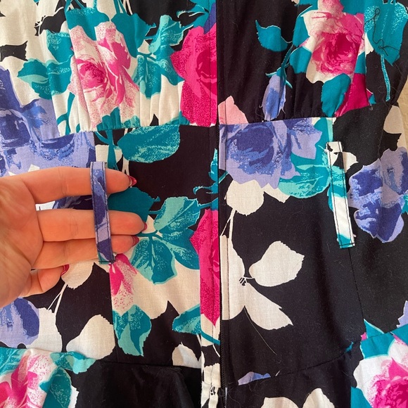 Vintage 1980s Floral Party Dress M - Picture 5 of 10